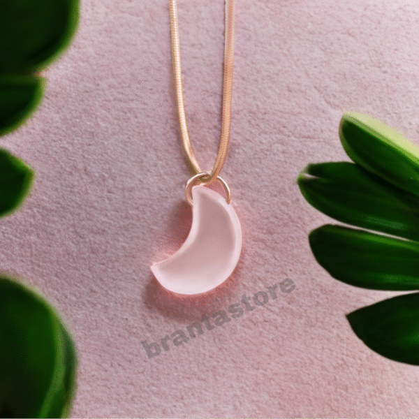 Solace Rose Quartz Natural Stone Moon Necklace - Image 2