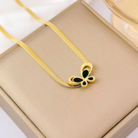 Black Butterfly Snake Chain Necklace brantastore