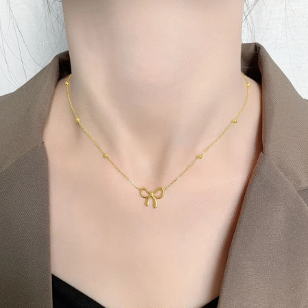 Beads Chain Bow Necklace