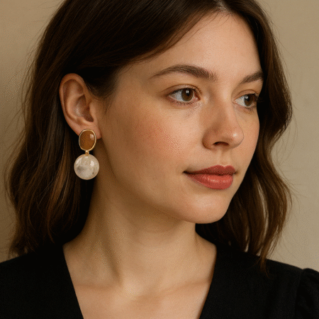 Geometric Round Contrast Enamel Earrings